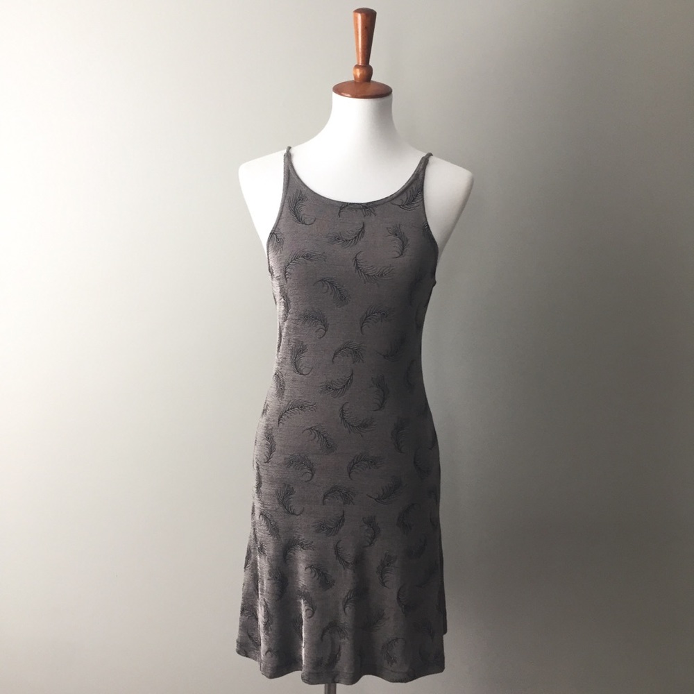 Vintage Peacock Feather Slip Mini Dress